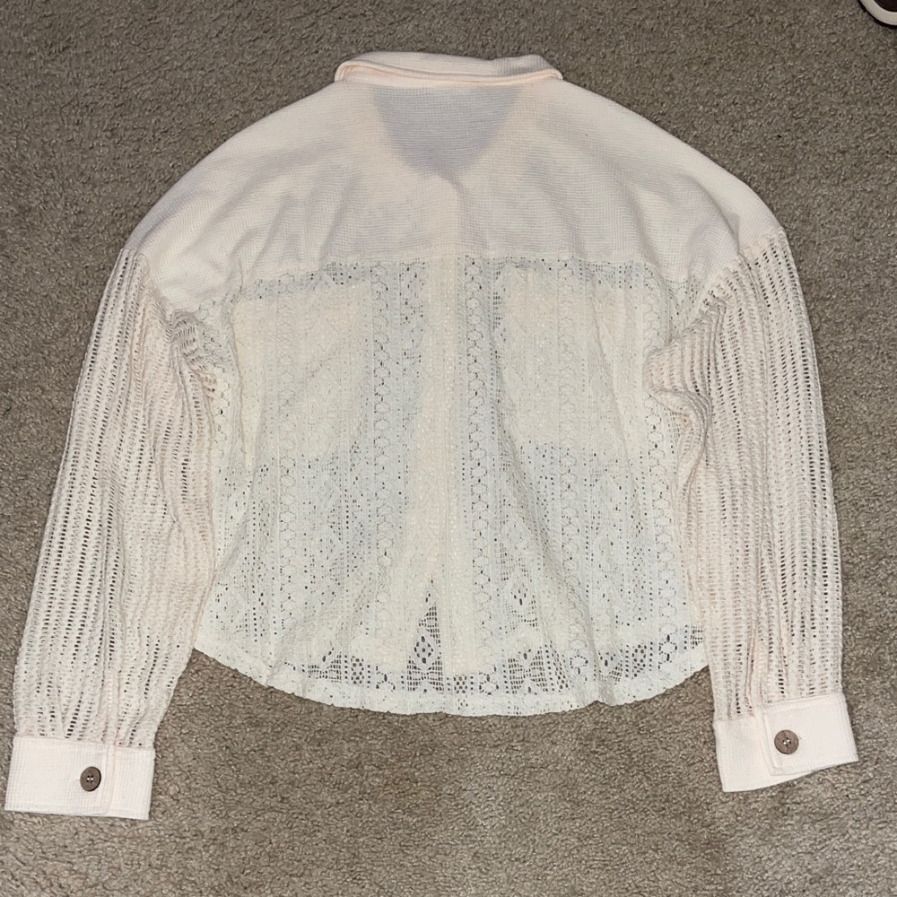 Cream Lace Button-Up Jacket - Picture 3 of 4